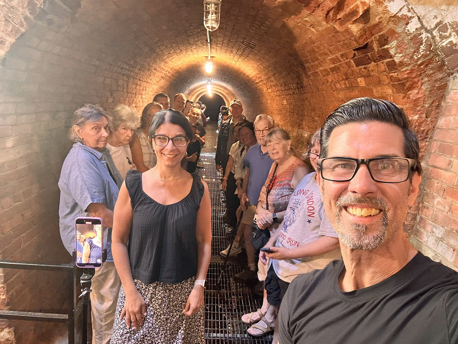 Mike and Miriam group photo in The Ossining Weir chamber on Make Music Day June 2025