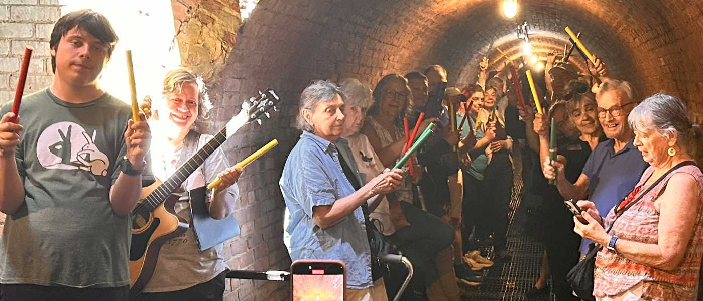 Group photo of Mike Risko Music School students in The Ossining Weir chamber